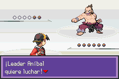 Combate contra el líder Aníbal en Pokémon Liquid Crystal